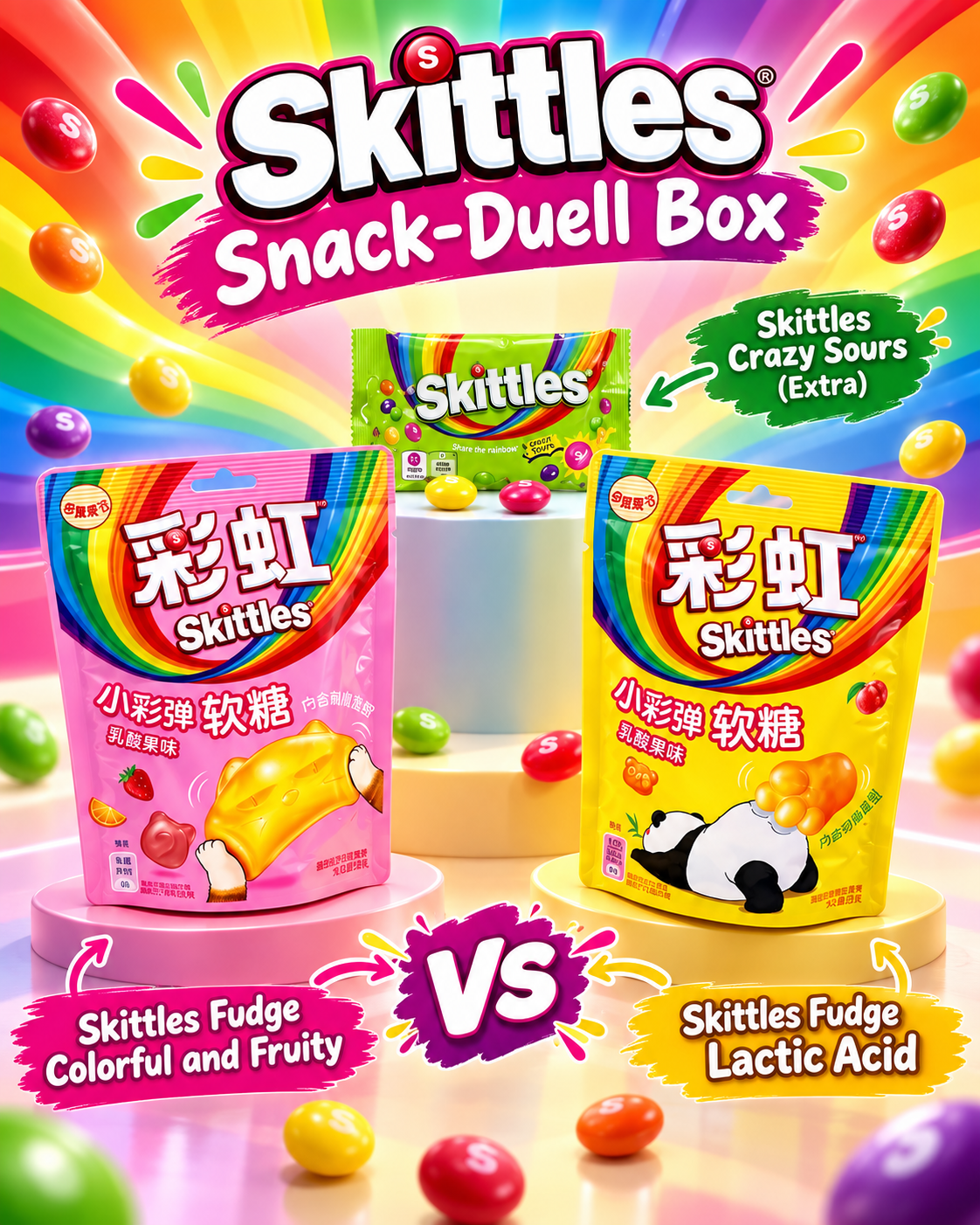 🍬 Skittles Snack-Duell Box – 3 Sorten zum Probieren